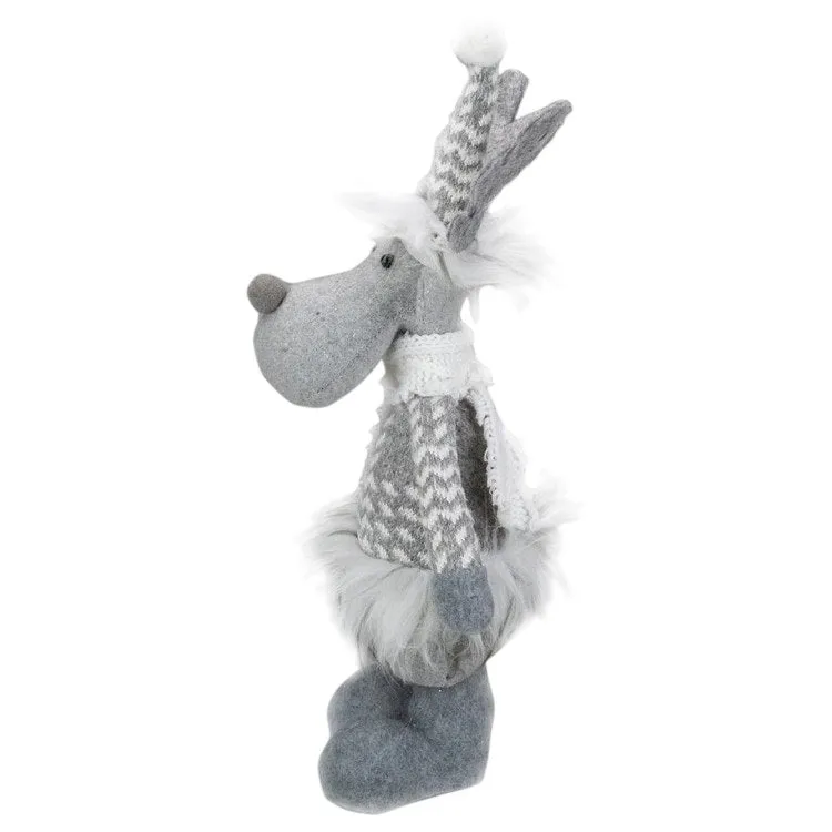 12" Gray and White Standing Tabletop Moose Christmas Figure