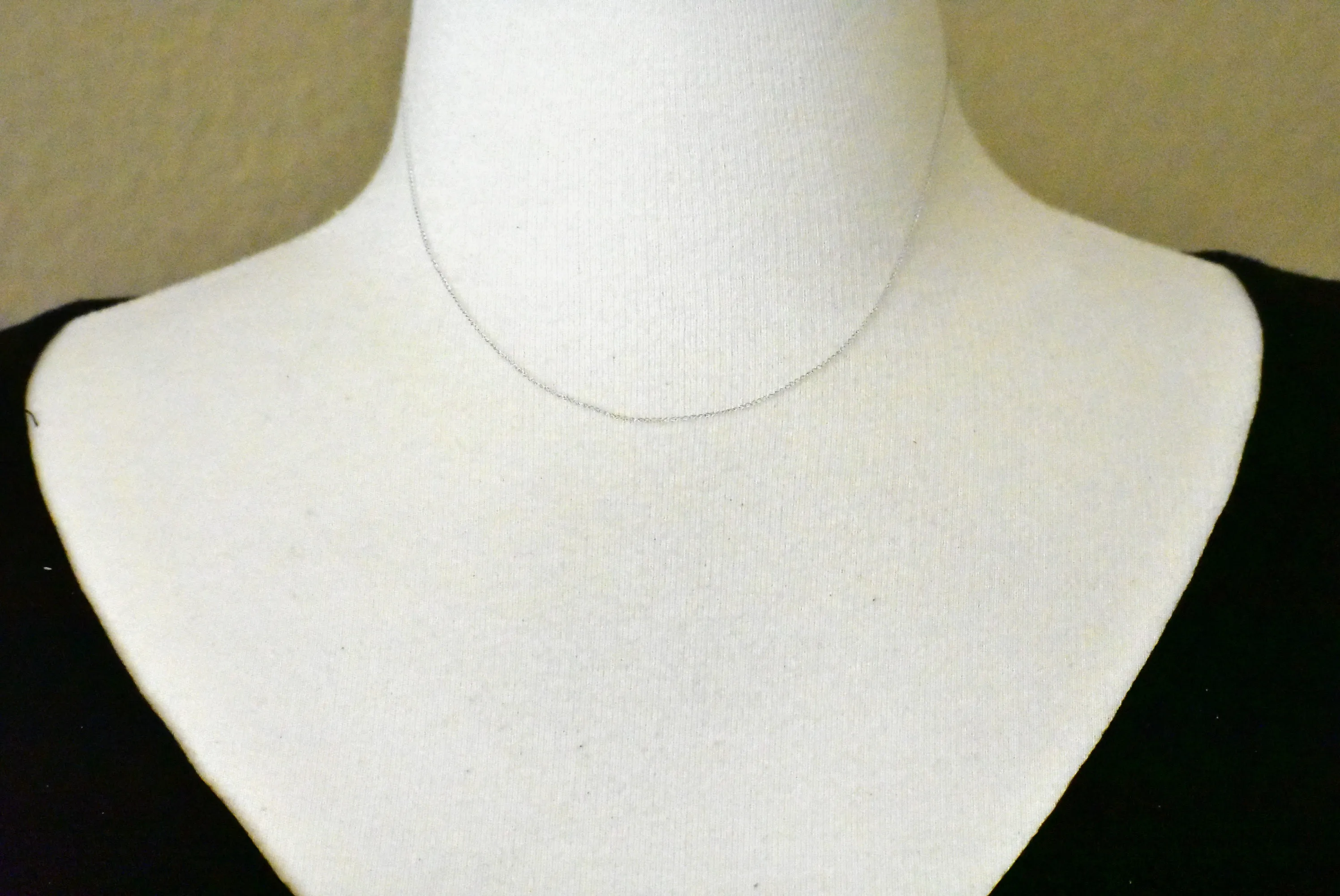 14K White Gold 0.42mm Thin Curb Bracelet Anklet Necklace Pendant Chain
