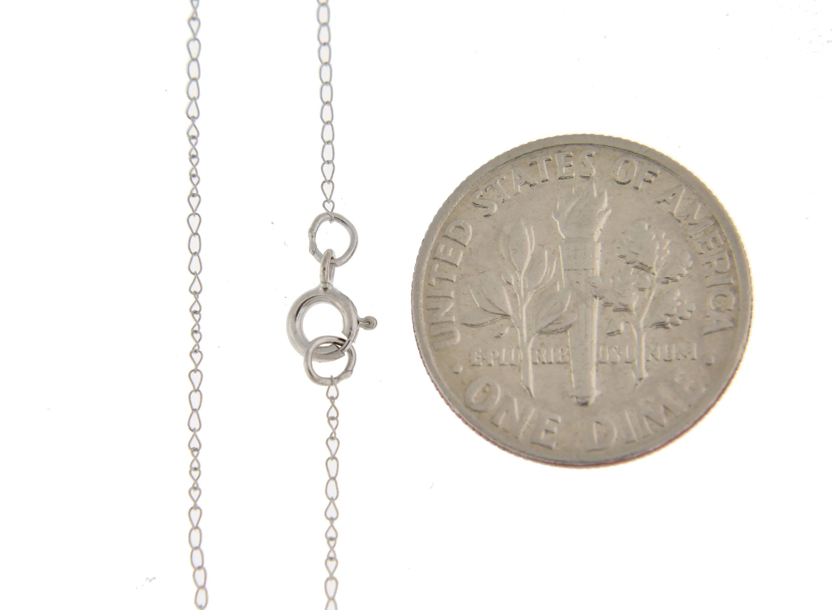 14K White Gold 0.42mm Thin Curb Bracelet Anklet Necklace Pendant Chain