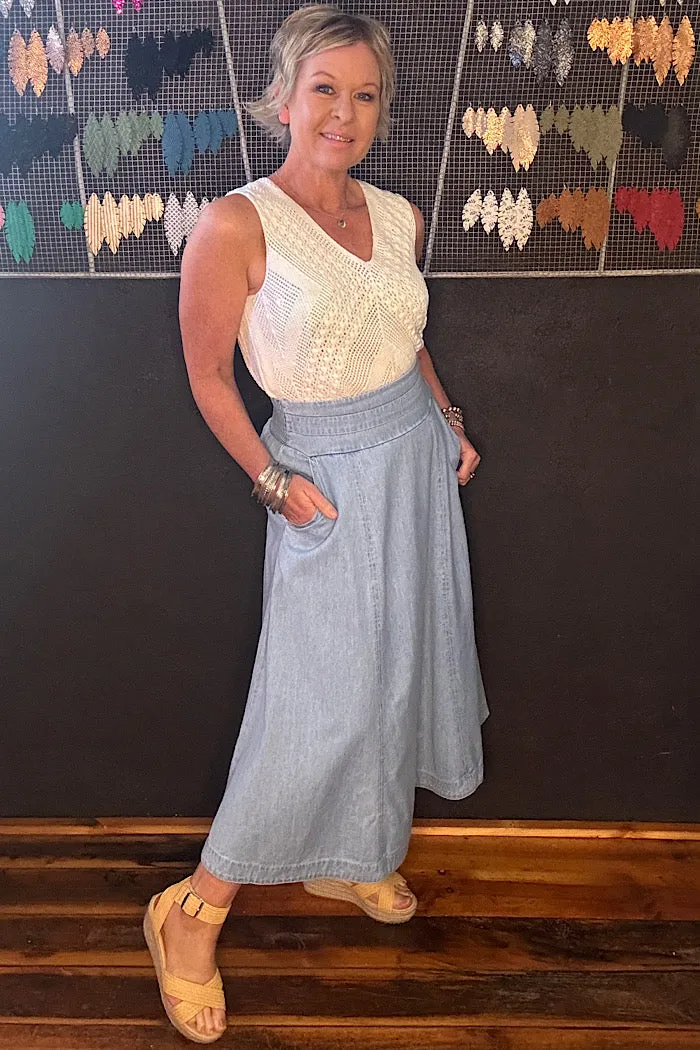 365 DAYS DAKOTA DENIM SKIRT - LIGHT WASH
