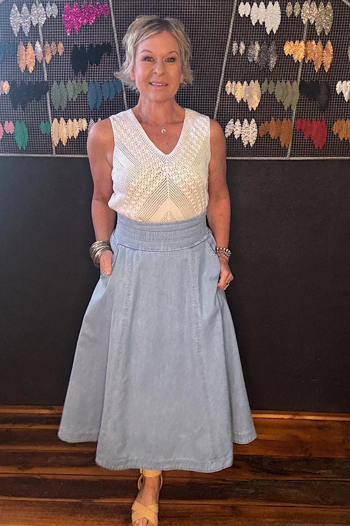365 DAYS DAKOTA DENIM SKIRT - LIGHT WASH