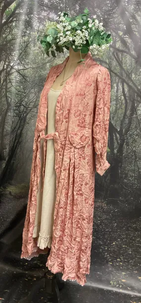 #5169 Pink Satin Brocade Duster coat