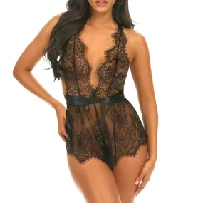53-11728 Brea Lace Romper | Black or Red