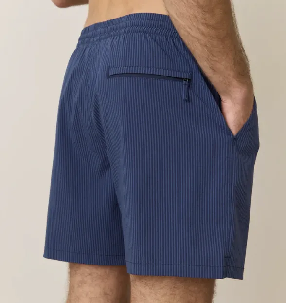 6" Lined Sport & Swim Short - Navy/Blue Stripe