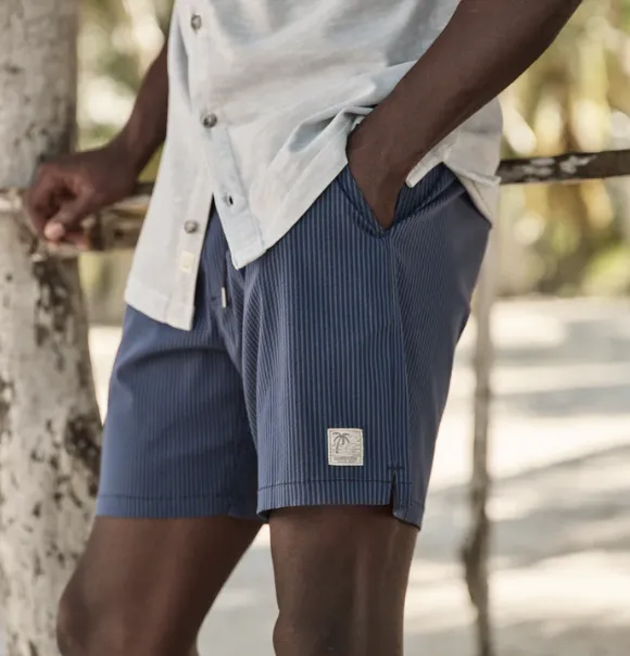 6" Lined Sport & Swim Short - Navy/Blue Stripe