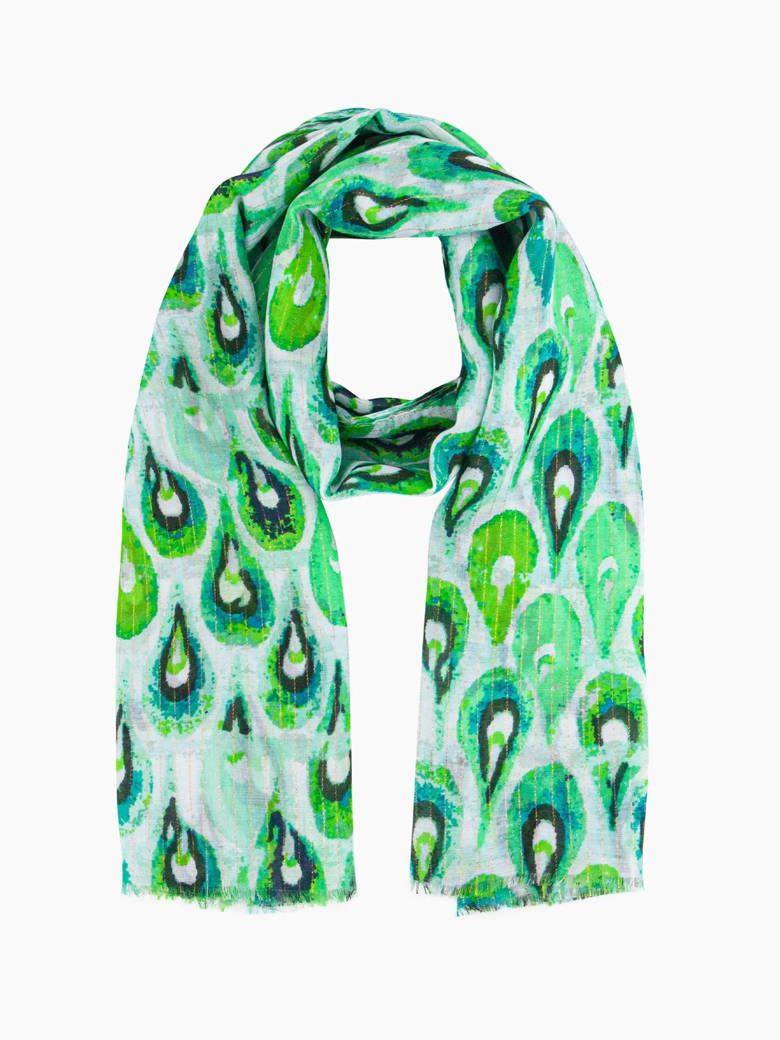 Adler Lightweight Scarf - Green/Gold, Teardrop