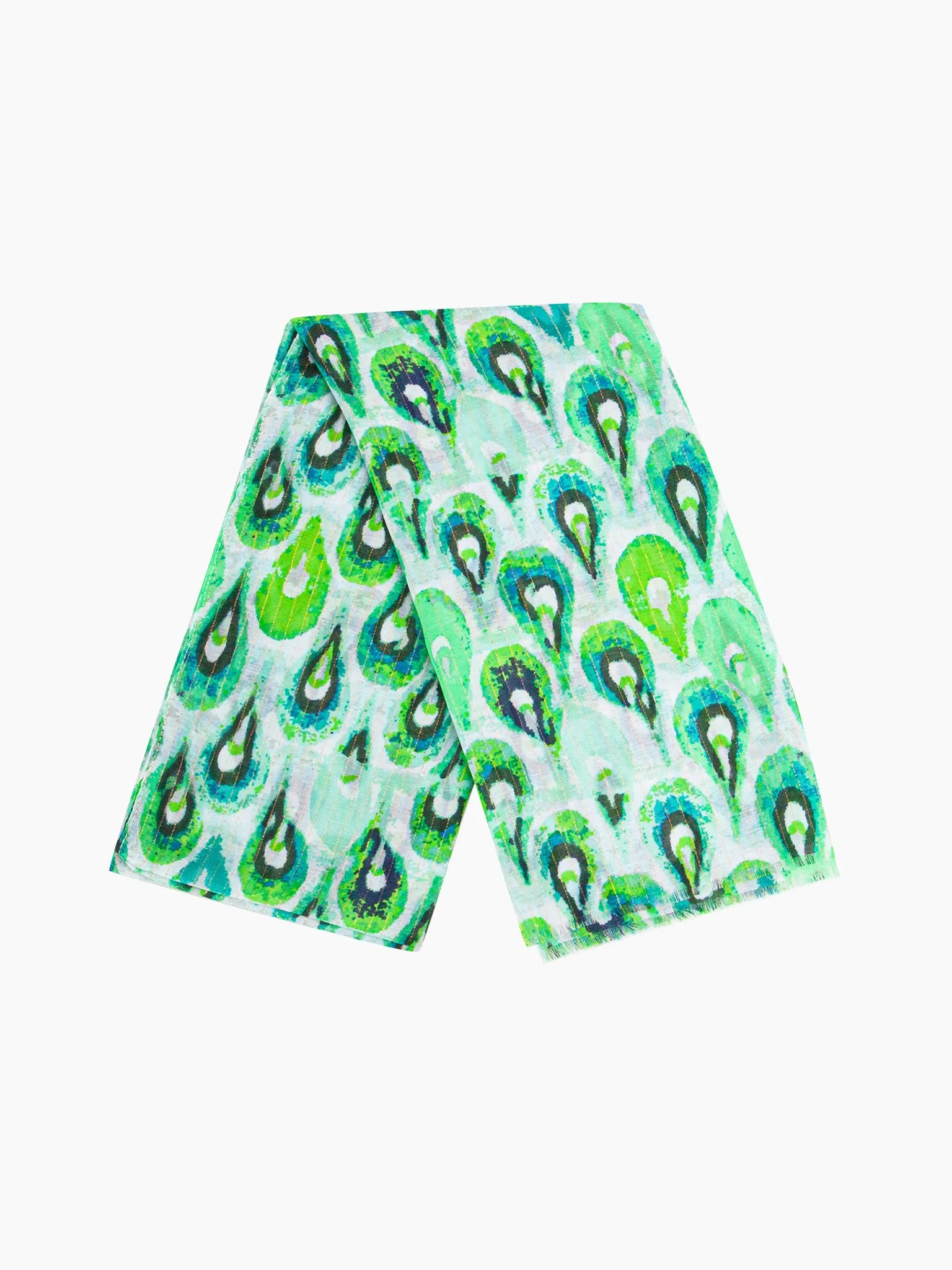 Adler Lightweight Scarf - Green/Gold, Teardrop