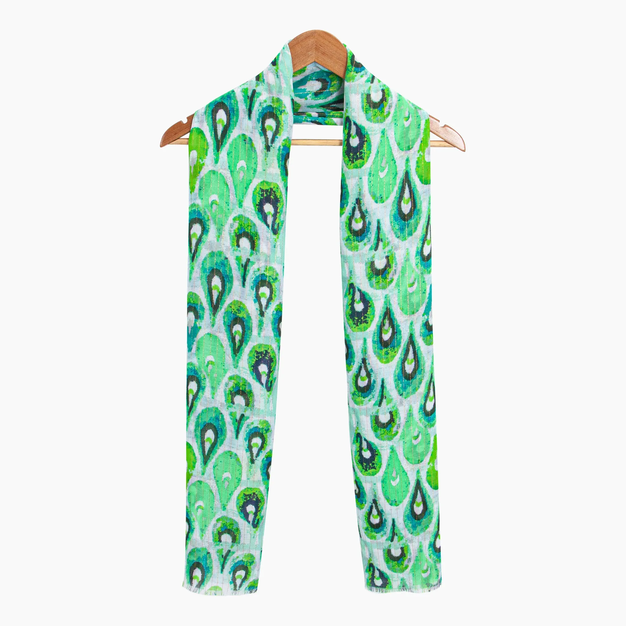 Adler Lightweight Scarf - Green/Gold, Teardrop
