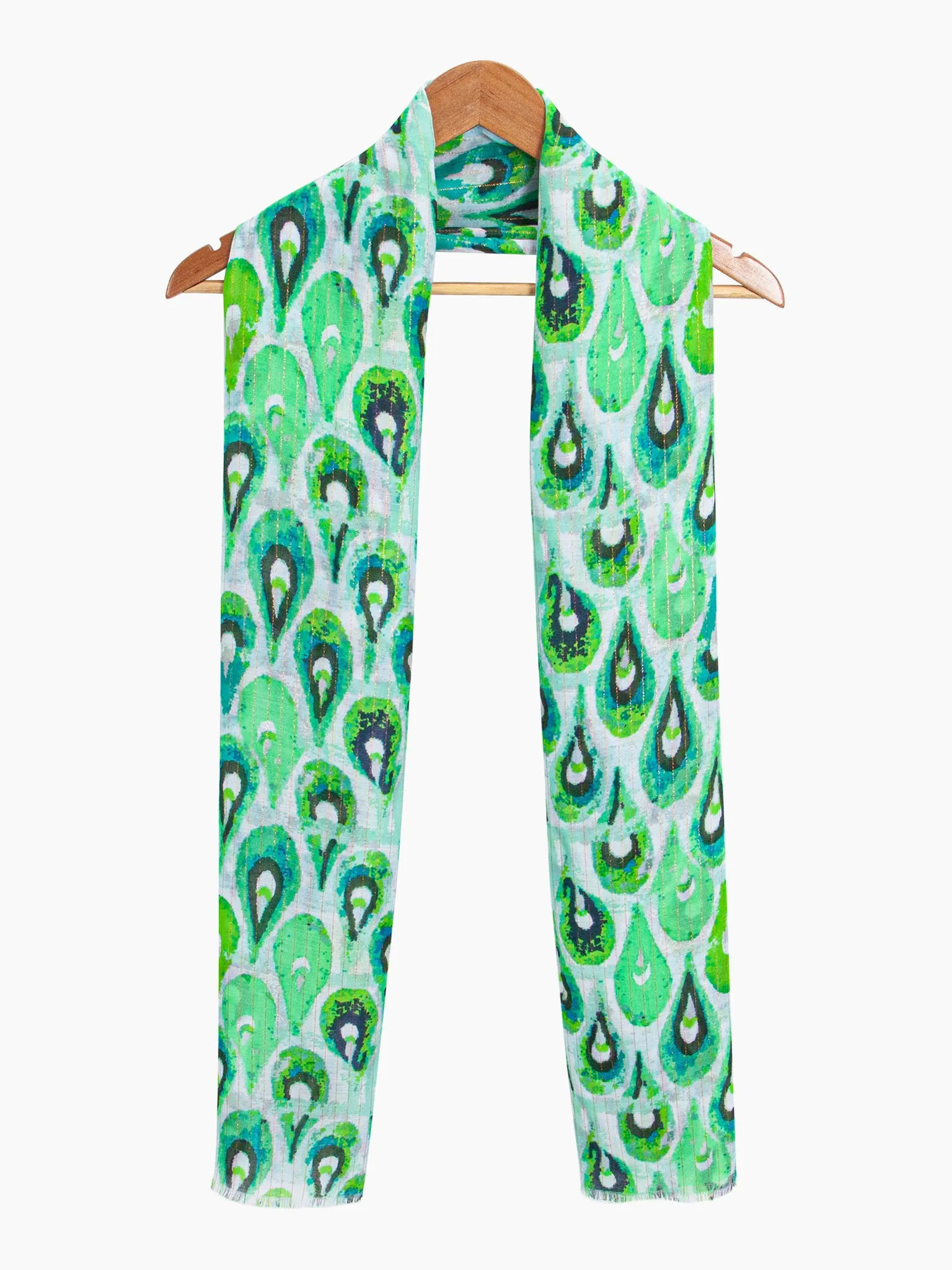 Adler Lightweight Scarf - Green/Gold, Teardrop