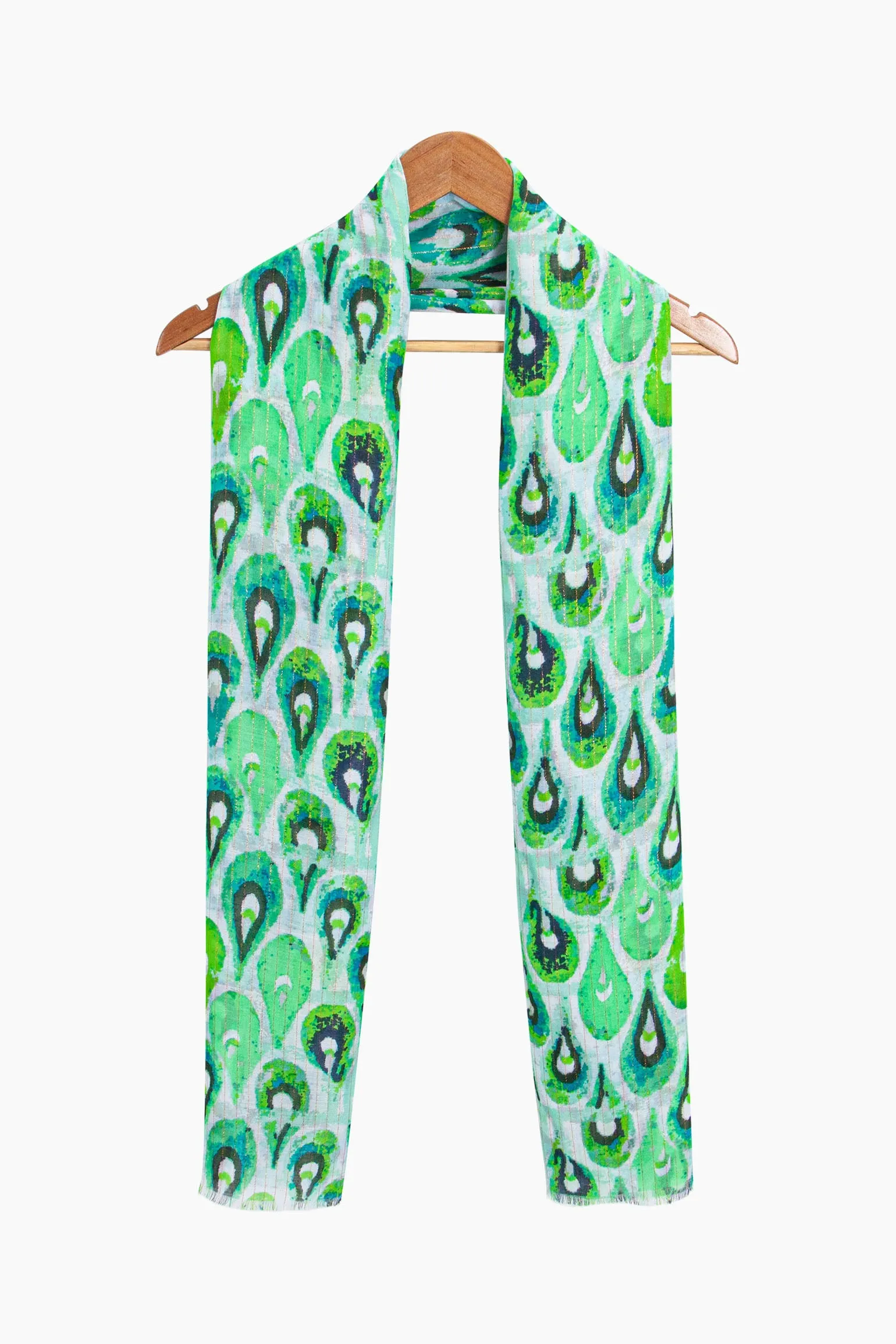 Adler Lightweight Scarf - Green/Gold, Teardrop
