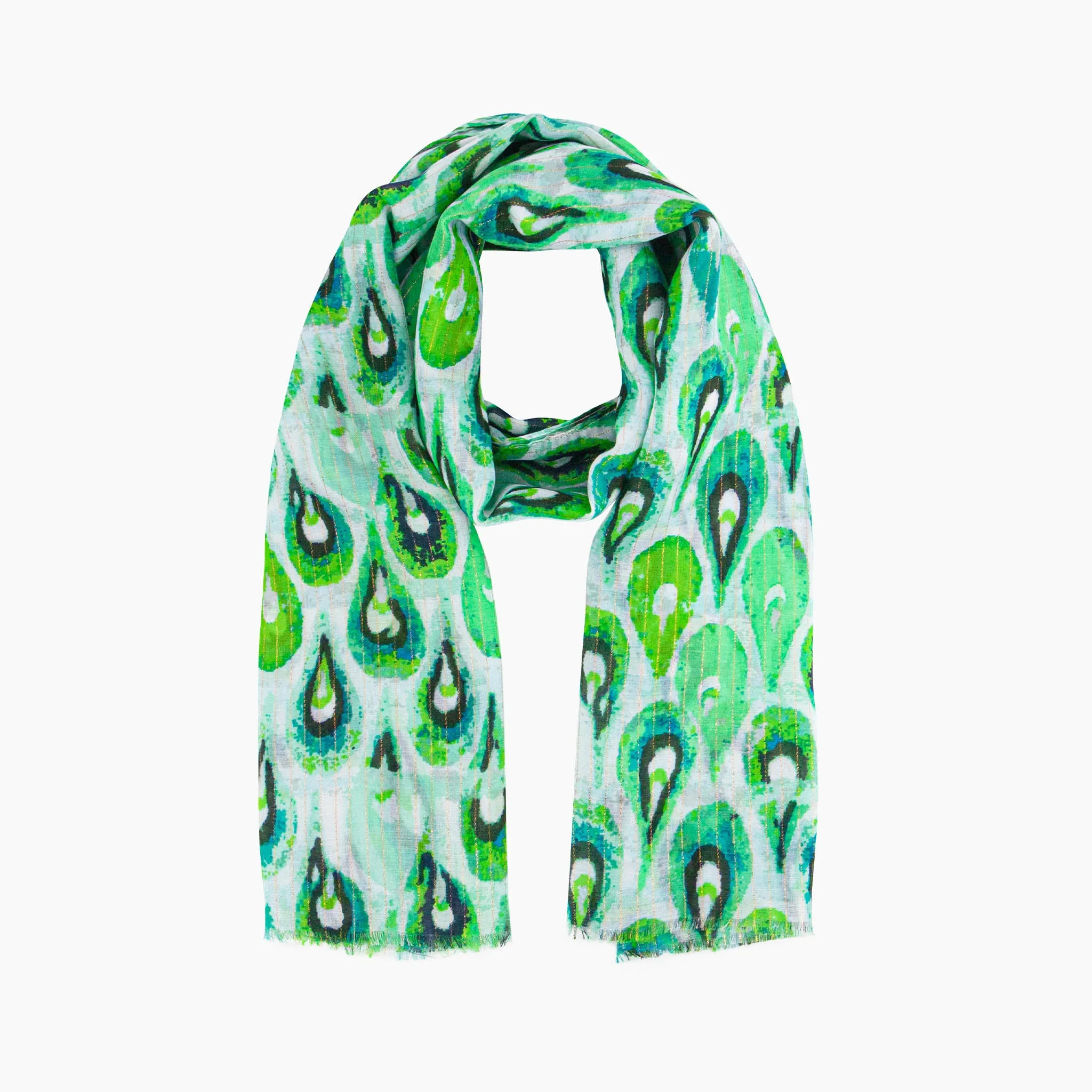Adler Lightweight Scarf - Green/Gold, Teardrop