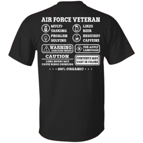 Air Force Veteran Multitasking Sarcasm Men Back T Shirts