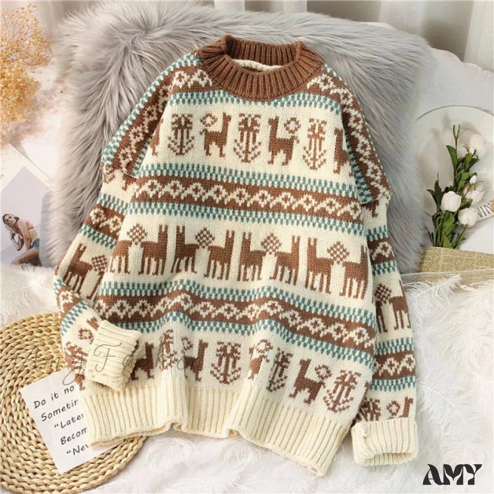 Amy Fashion - Christmas Red Deer Sweater