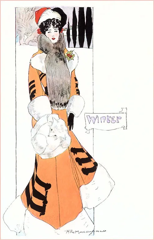 AT-194 Fashion Illustration, Winter - Vintage Image