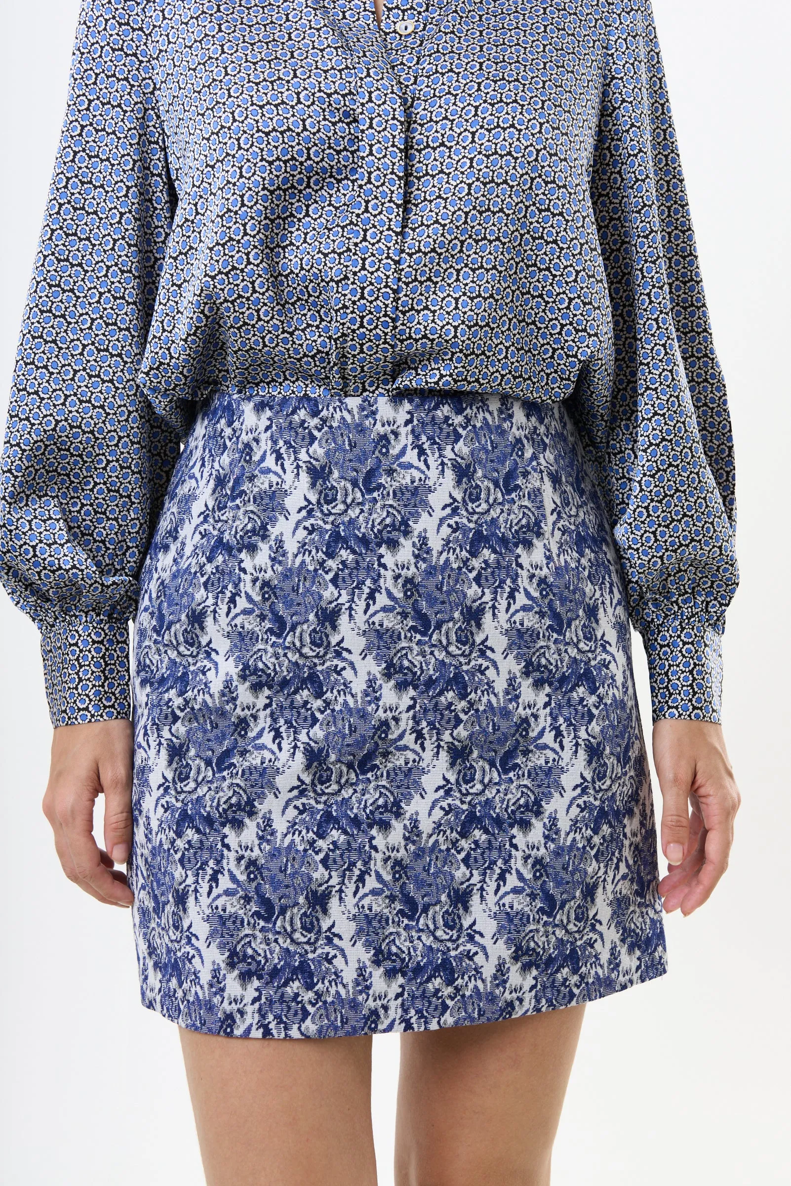 Aubin Wedgewood Jacquard A-Line Mini Skirt