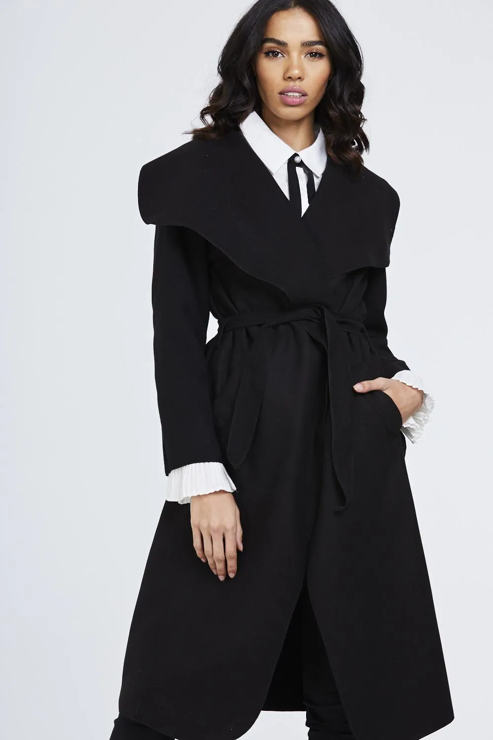 Belted Waterfall Coat