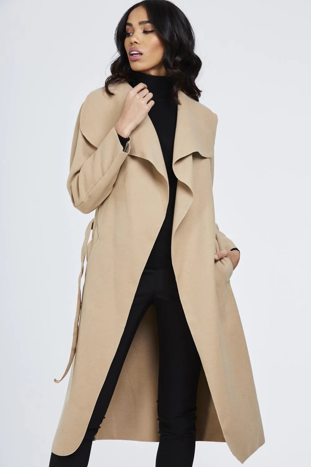 Belted Waterfall Coat