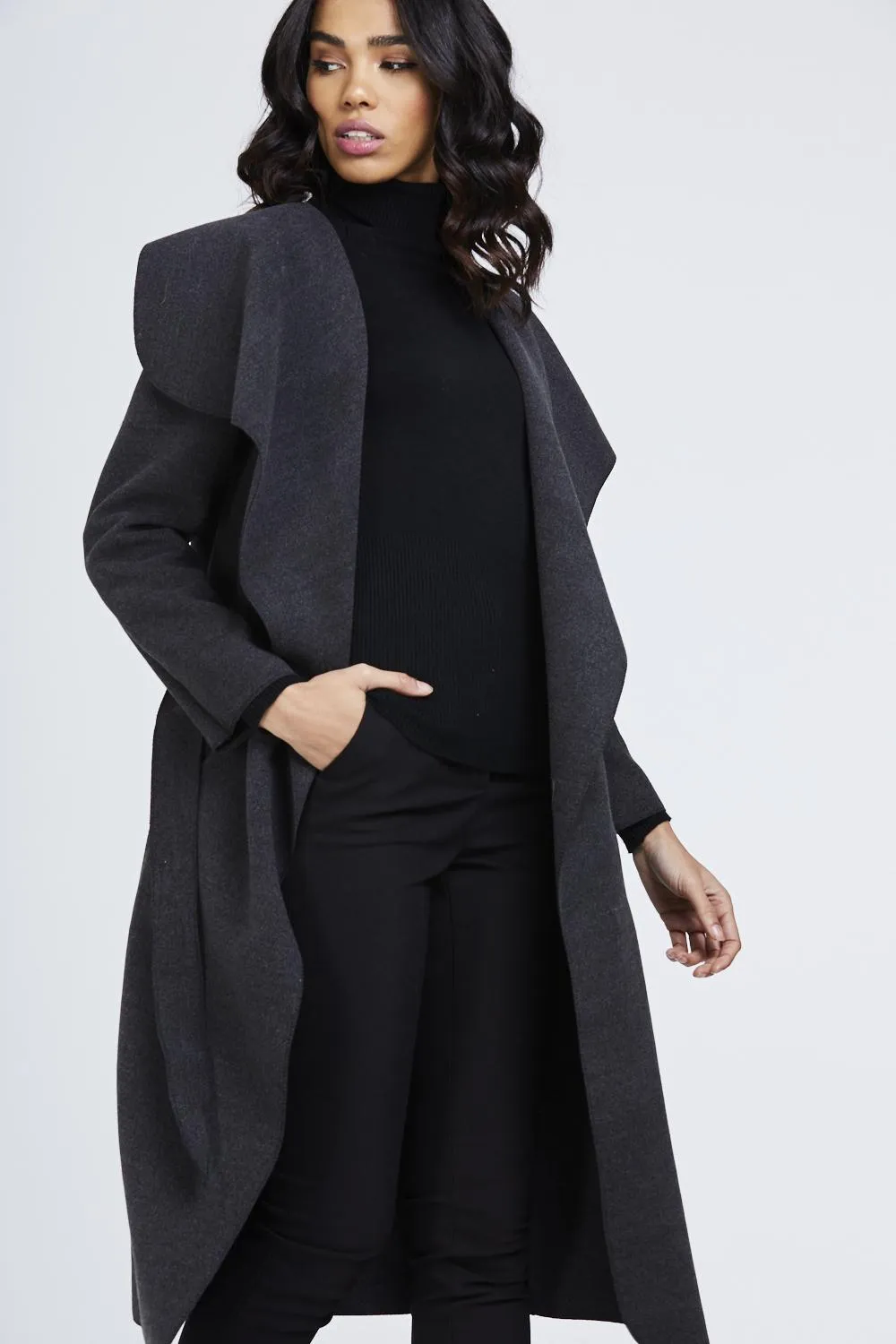 Belted Waterfall Coat