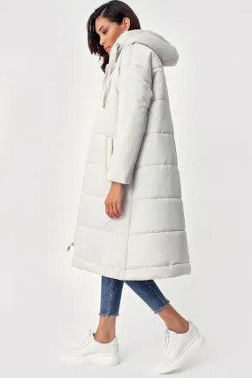 BGD Women Hooded Long Puffer Coat - Ecru - Avondale