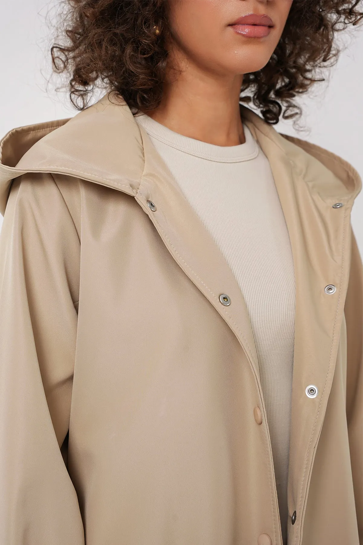 BGD Women Hooded Trench Coat - Beige - Jiquílpan de Juárez