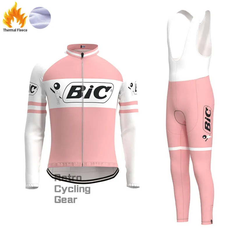 BIC Pink Fleece Retro Cycling Kits