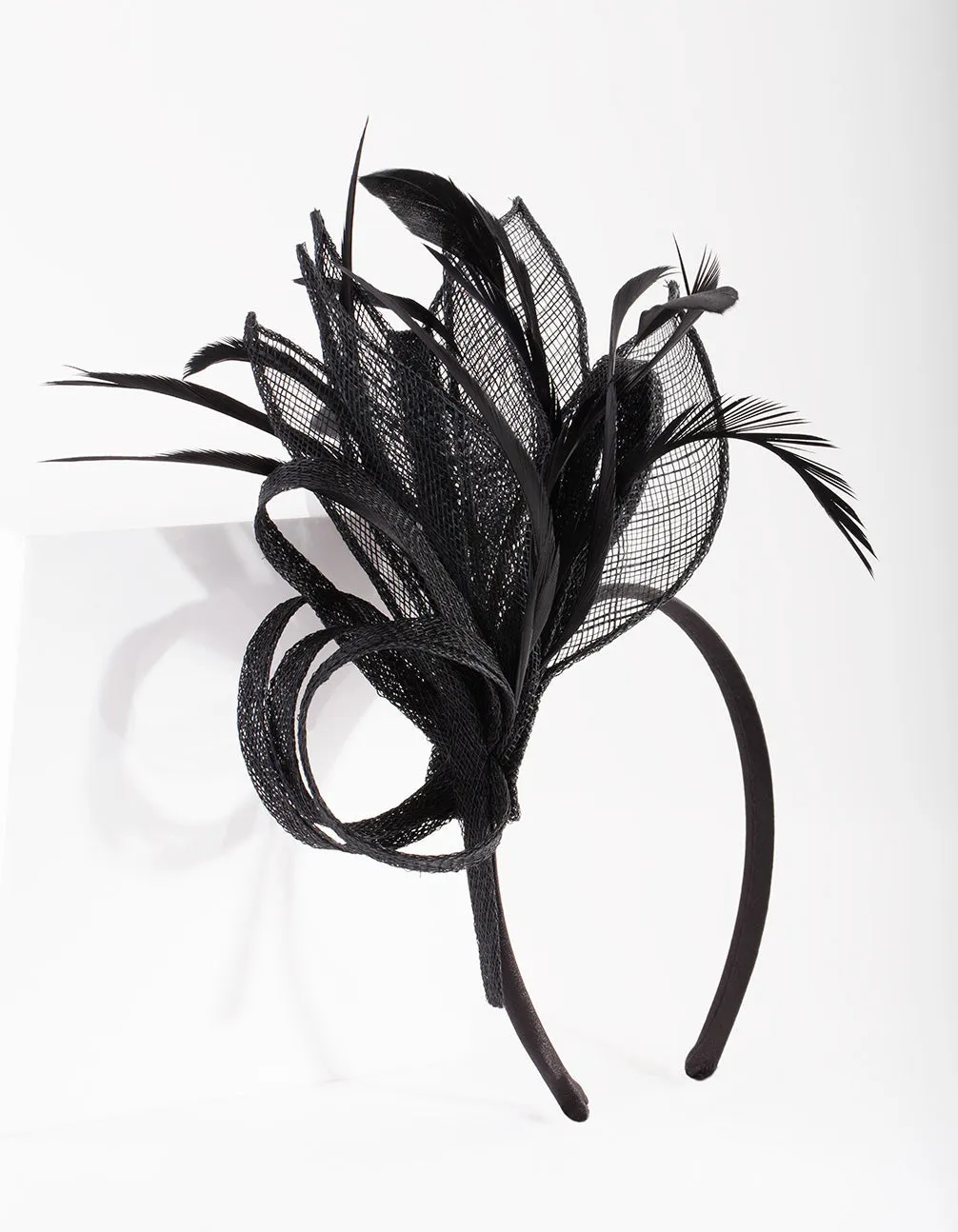 Black Feather Mesh Headband