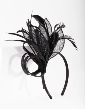 Black Feather Mesh Headband