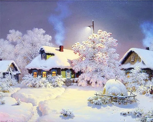Cabin Snow, 5D DIY Diamond Painting,  Scenic Diamond Embroidery, Full Square