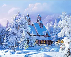 Cabin Snow, 5D DIY Diamond Painting,  Scenic Diamond Embroidery, Full Square