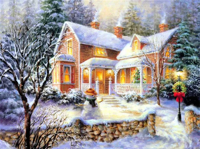 Cabin Snow, 5D DIY Diamond Painting,  Scenic Diamond Embroidery, Full Square