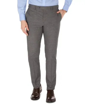 CALVIN KLEIN Men's Grey Burgundy Plaid Skinny-Fit Dress Pants 42 x 30