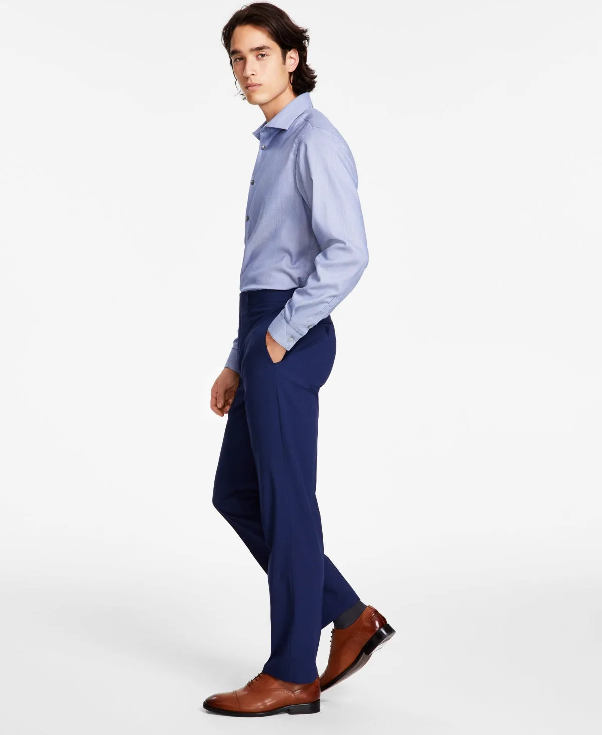Calvin Klein Mens Slim Fit Glen Plaid Suit Dress Pants  Blue 40 x 32