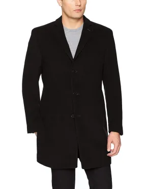Calvin Klein Mens Slim fit Overcoat Coat 36 S Black Solid