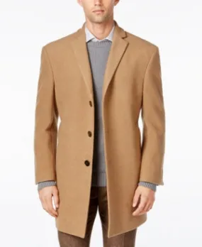 Calvin Klein Mens Slim fit Overcoat Coat 38 S Beige Solid