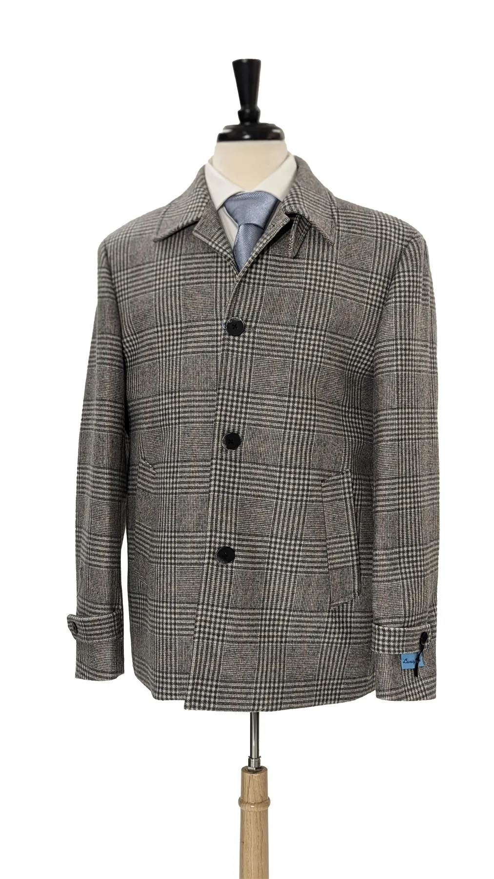 Canuti By Steven Land Mens Light Gray Plaid 100% Wool Overcoat