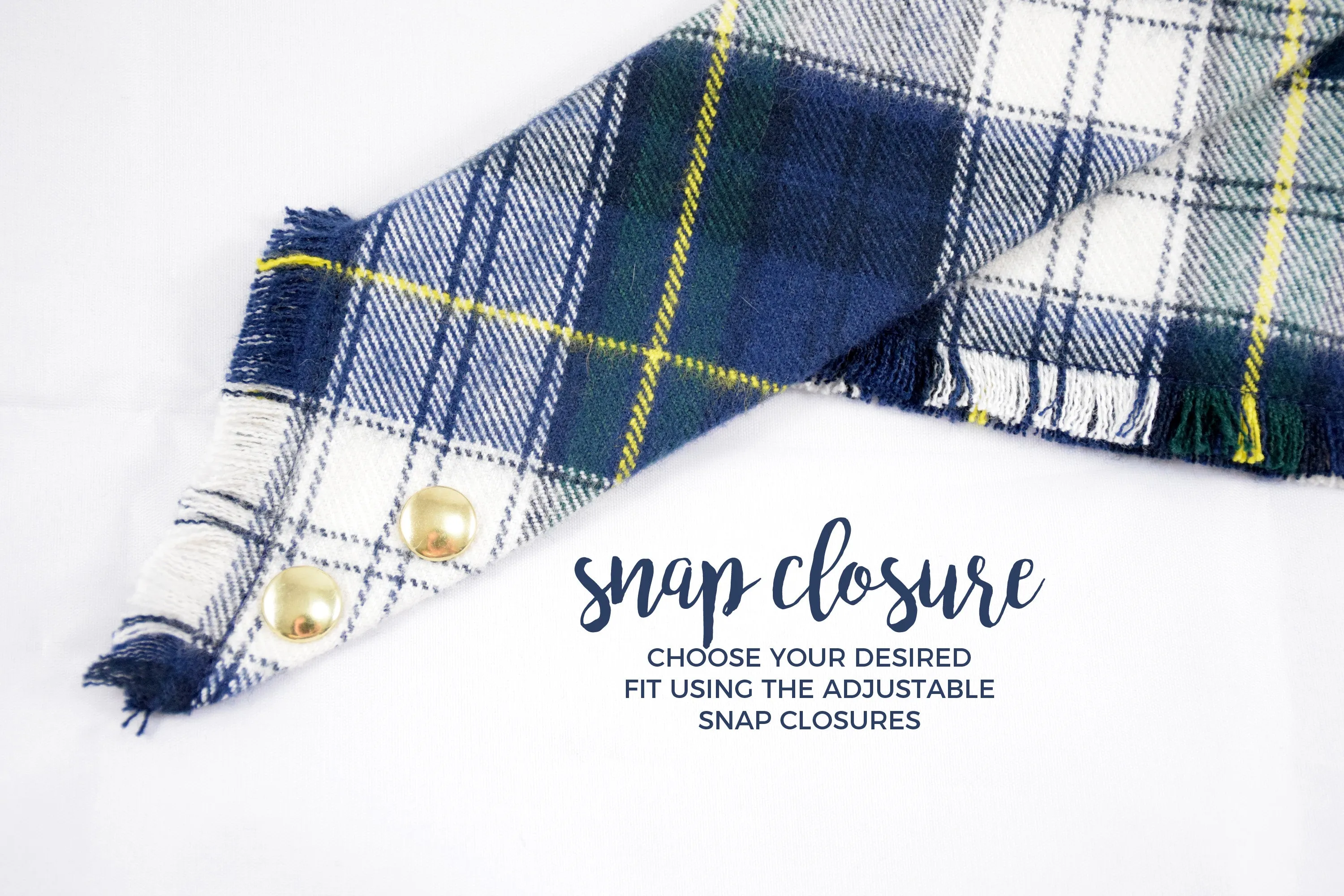CAPITAL Fringed Flannel Dog Bandana - Snap/Tie On Cotton Scarf