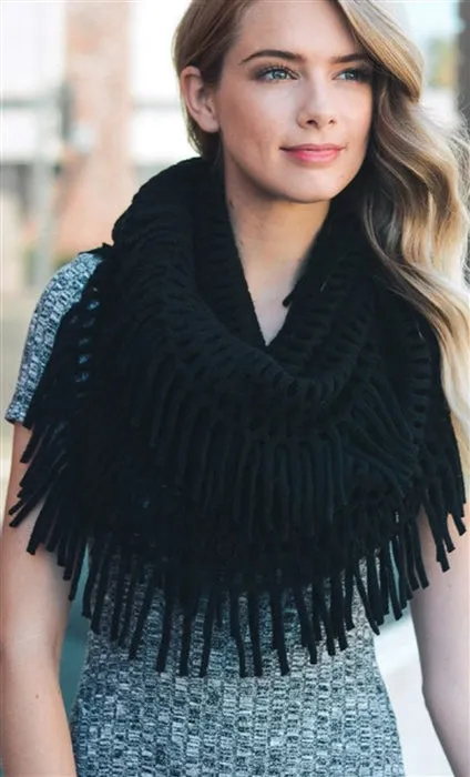 Chenille Tassel Infinity Scarf