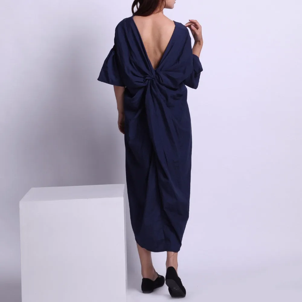 Chic Backless V-neck Dress - White