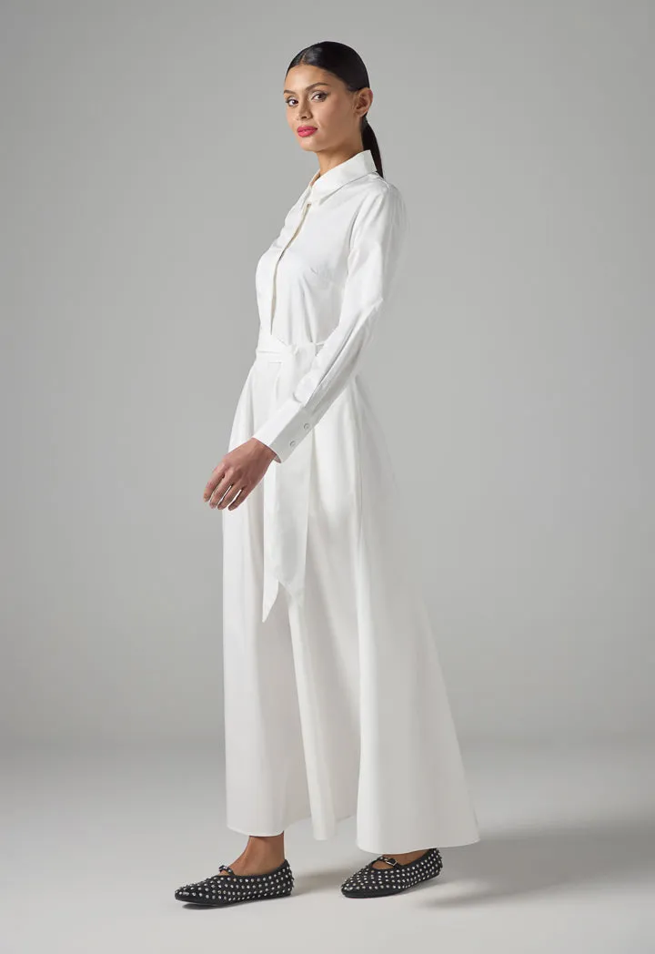 Choice Long Sleeve Solid Maxi Dress Off White