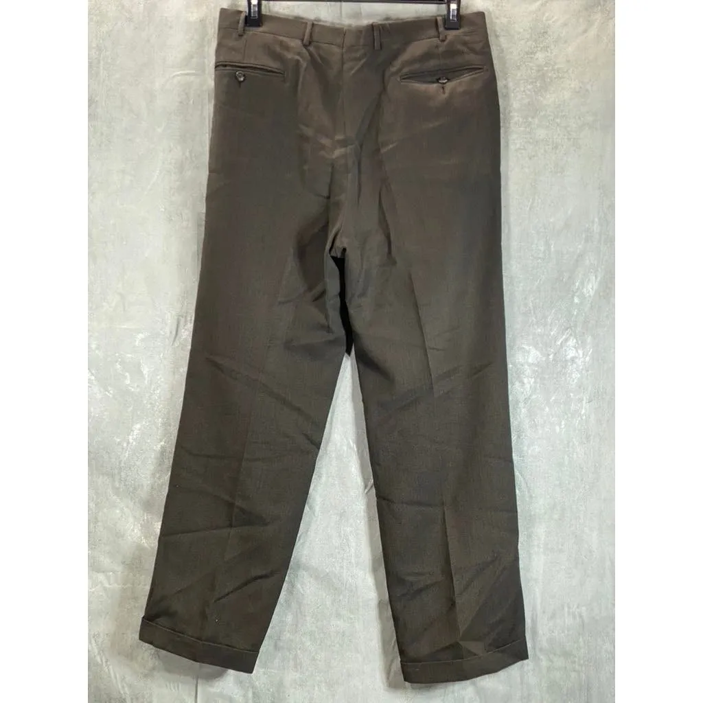 CORNELIANI Men's Brown Pleated Regular-Fit Wool Flat Front Dress Pants SZ 36R