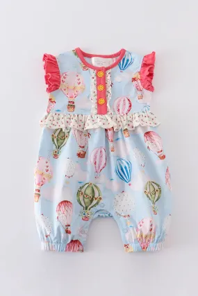 Cotton Castle Platinum balloon print ruffle girl romper
