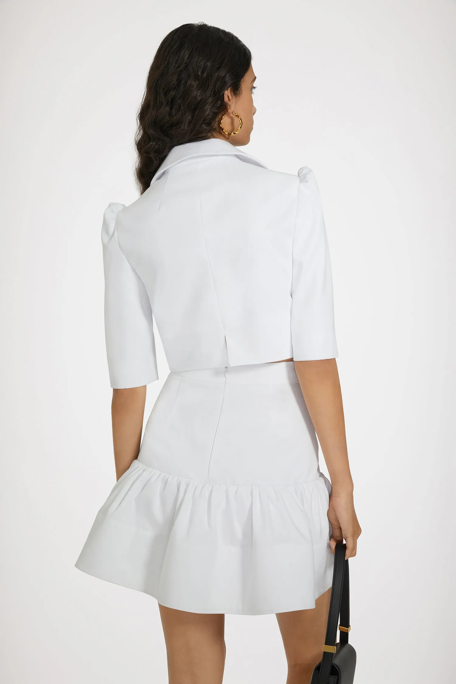 Cropped jacket in cotton gabardine