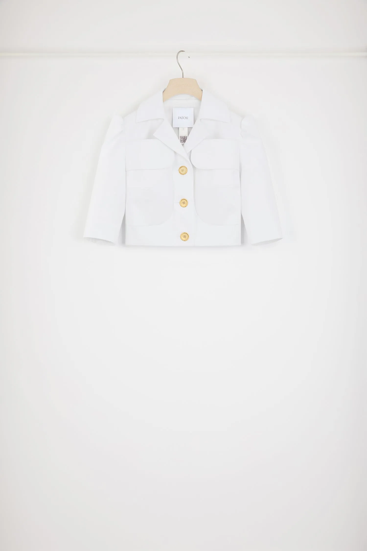 Cropped jacket in cotton gabardine