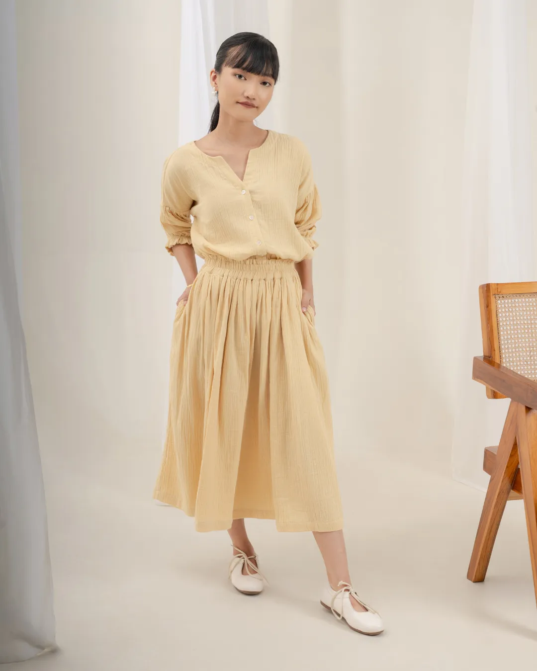 Daichi Organic Wrinkle Cotton Skirt