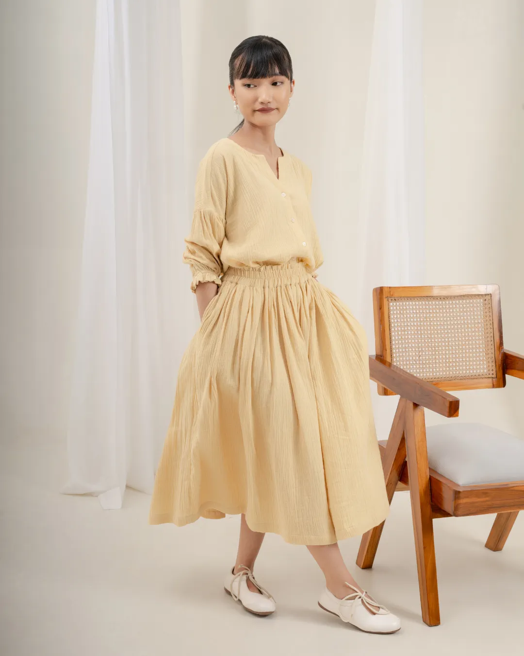 Daichi Organic Wrinkle Cotton Skirt