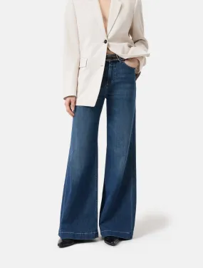 Denim Gamba a Palazzo Blu Notte