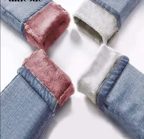 Denim jeans for Women Pants Plus size Winter Warm Jeans Woman High Waist Casual