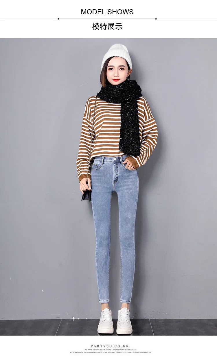 Denim jeans for Women Pants Plus size Winter Warm Jeans Woman High Waist Casual