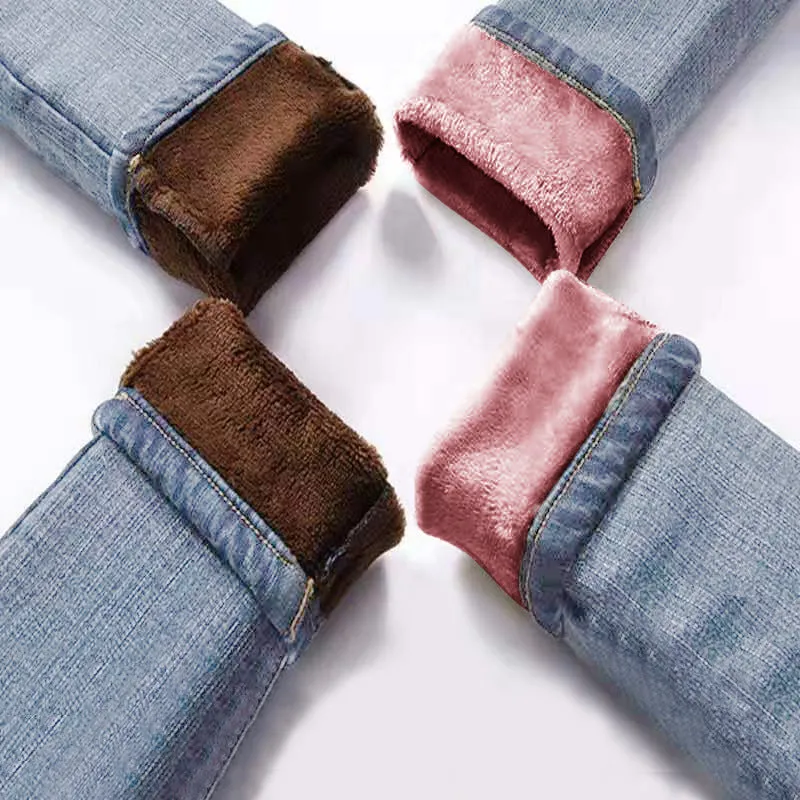Denim jeans for Women Pants Plus size Winter Warm Jeans Woman High Waist Casual