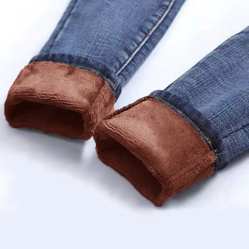 Denim jeans for Women Pants Plus size Winter Warm Jeans Woman High Waist Casual